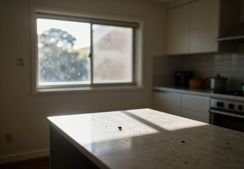 Cockroach droppings and egg cases behind a Waverton fridge
